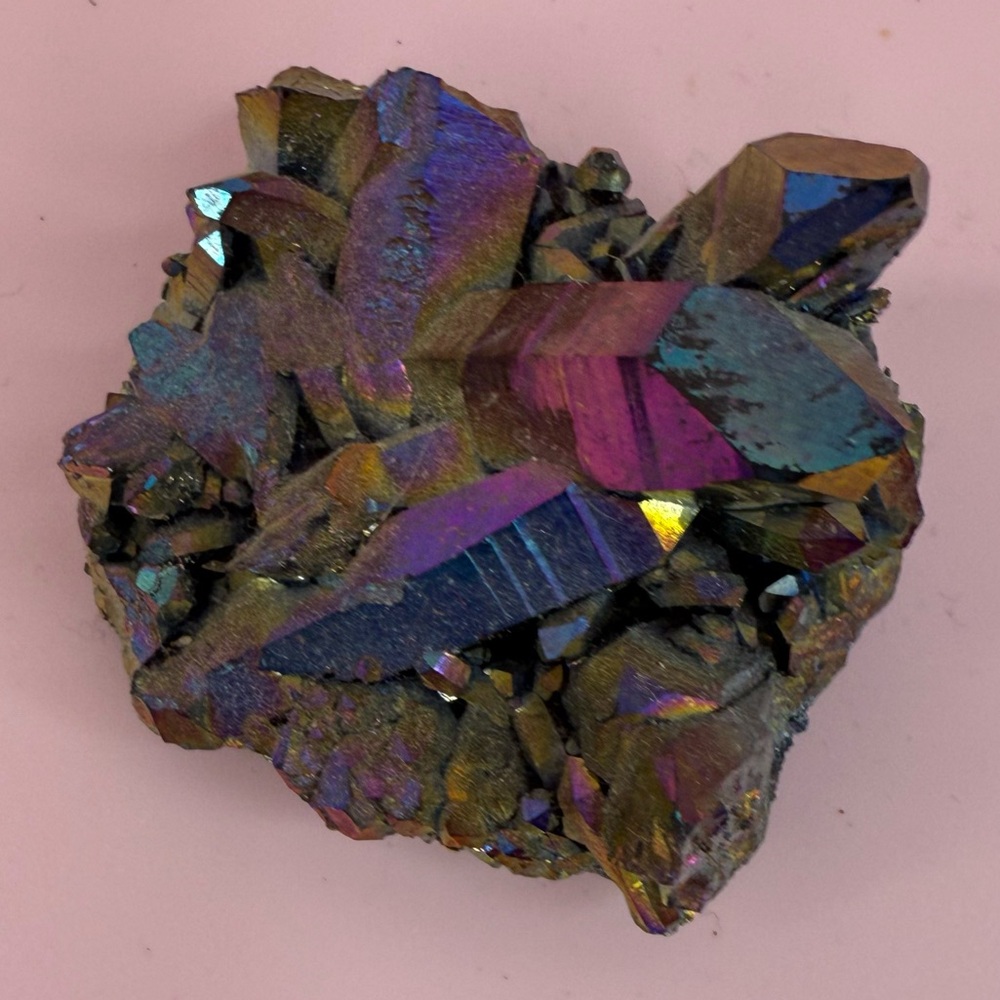 Iridescent Titanium Quartz Cluster - Rainbow Crystal Display Piece